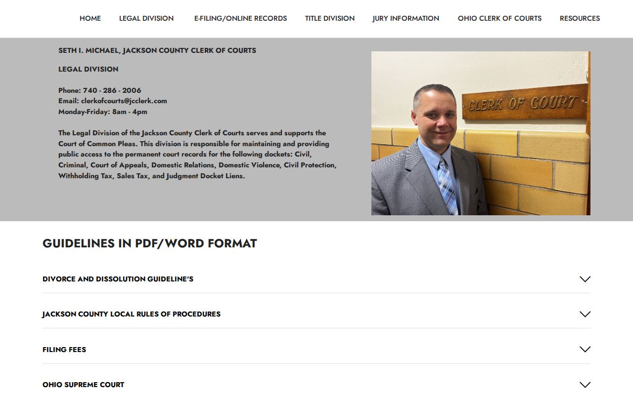 Jackson County criminal docket Legal Division records page