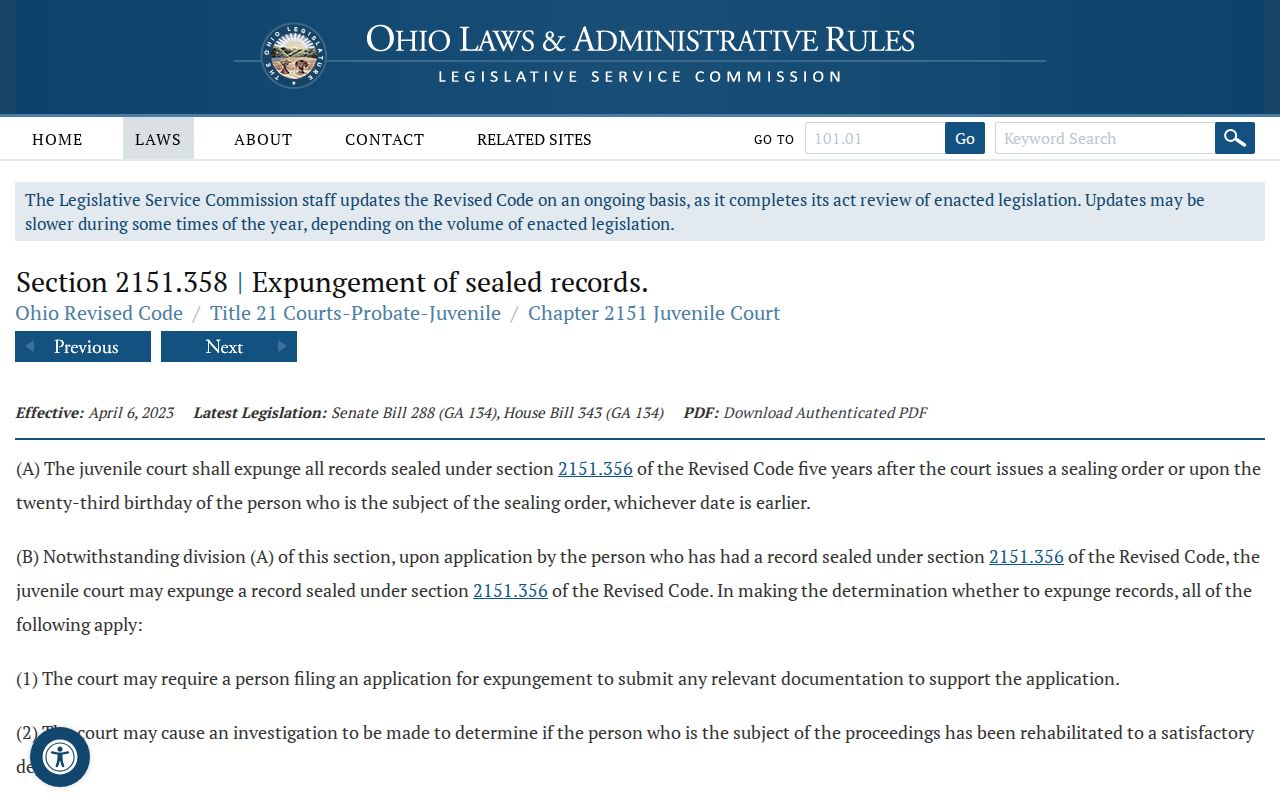 Jackson County criminal docket juvenile record restriction statute