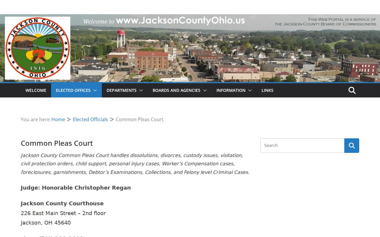 Jackson County court docket Common Pleas Court information